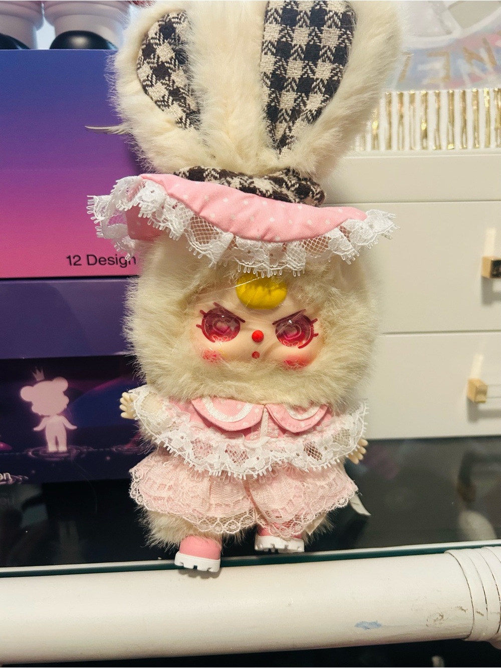Plush Bunny Doll in Pink Lace Outfit - Kids Toys